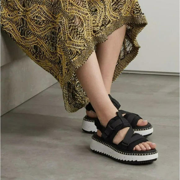 Chloe Lilli Women's Platform Nylon Sandals Black Size 42 IT / 12 US (MSRP $795) - Picture 2 of 12